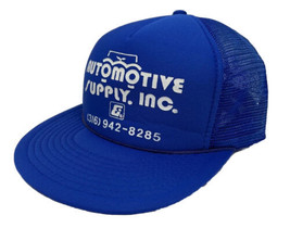 Vintage Automotive Supply Hat Cap Snap Back Blue Mesh Trucker Speedway One Size - £13.31 GBP