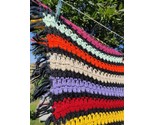 Vitas Handmade Colorful Black Rainbow Striped Crochet Large Throw Blanke... - $88.21