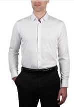 Nautica Mens Dress Shirt White Multicolor Stretch Long Sleeves Slim Fit - $44.99