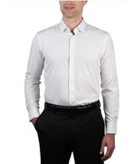 Nautica Mens Dress Shirt White Multicolor Stretch Long Sleeves Slim Fit - $63.18 CAD