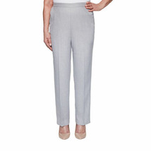 Alfred Dunner Women&#39;s Straight Flat Front Pants Size 16 SHORT Silver New - £18.97 GBP