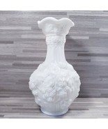 Vintage Imperial Glass Loganberry Milk Glass Embossed 10&quot; Vase - $36.00