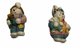 Easter Pins Resin Holiday Spring Bunnies Brooch Lot of 2 Vintage Costume - £10.99 GBP