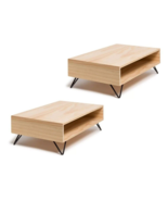 Verona Wood and Metal leg LED TV Monitor Stand Riser Natural Look Clean ... - $27.01 CAD