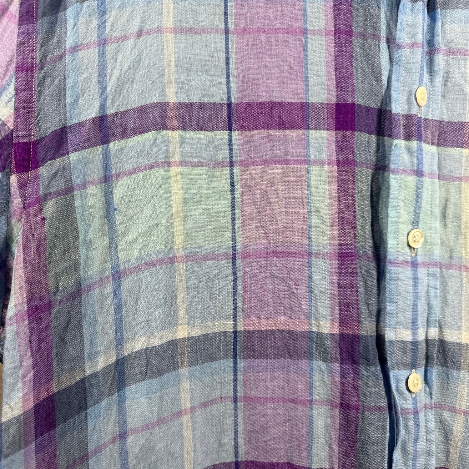 Vineyard Vines Classic Fit Murray Linen Plaid Button Down Shirt Men's size XL Item image 2