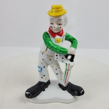 Vintage 1990s Circus Clown w/ Umbrella Figurine 6.5 Inch Ceramic Hand Painted - £6.98 GBP