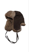 T.I Seattle WA Brown Suede Rabbit Fur Trapper Hat Medium - £38.83 GBP