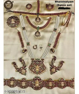 Kundan AD Bridal Stone Ethnic Wedding Jewelry Set Choker Earrings Bharat... - £58.64 GBP