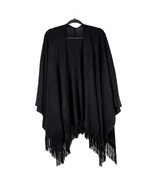 Womens Knit Shawl Wrap Black Fringe Winter Cozy Cardigan - £20.51 GBP