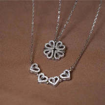Four Leaf Clover Heart Necklace Symbol of Luck and Love - £11.94 GBP
