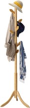 Viewcare Free Standing Coat Tree With 8 Hooks, Bamboo Coat Stand, And Handbags - £28.56 GBP