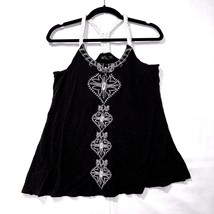 Forever 21 Embroidered Tank Top Sleeveless Braided Strap Black Size S - $15.50