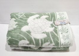 Coastal Ocean Shores Turtle Starfusg Green Bath Towels Set of 2 - €51,29 EUR