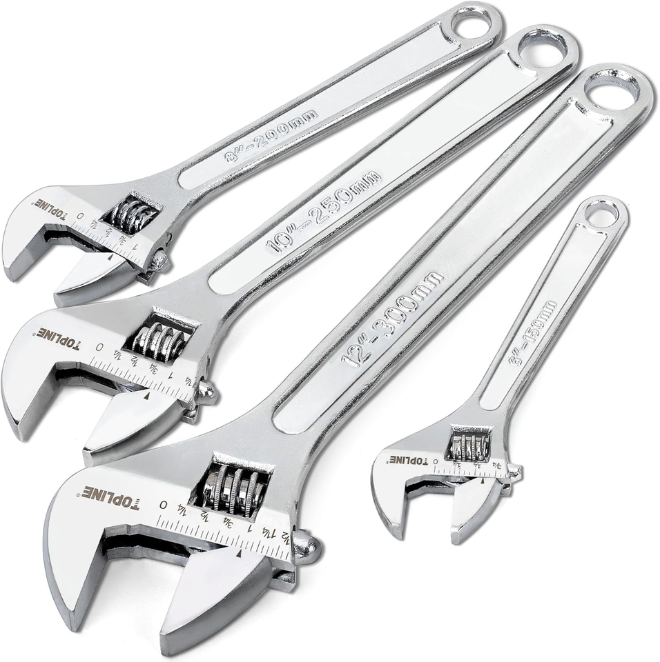 4-Piece Adjustable Wrench Set with Wide Handle, Included 12-In, 10-In, 8... - $35.96