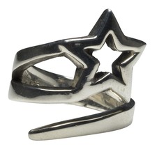 Shootin&#39; Star Rockabilly Wrap Ring Fine Crafted Sterling Silver Femme Metale 925 - £83.13 GBP