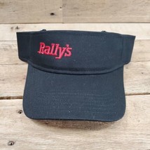Black Rally&#39;s Hamburgers Hat Visor Adjustable Snap Back Fast Food NEW - $9.85
