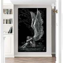Sitting Angel Art Poster Living Room Angel Wings Wall Decoration Oil Painting - £53.54 GBP