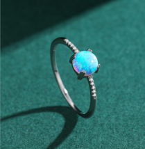 925 Sterling Silver Round Exquisite Sparkling Opal Charm Ring - FAST SHI... - $19.99