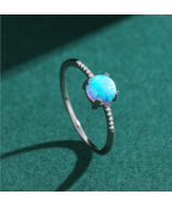 925 Sterling Silver Round Exquisite Sparkling Opal Charm Ring - FAST SHI... - £15.93 GBP