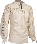 Men&#39;s Loose Linen Medieval Gothic Renaissance Shirt Long Sleeve Pirate M... - £61.76 GBP