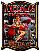 America's Highway Route 66 Pin-Up Metal Sign - $30.00