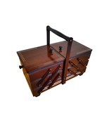 Very big sewing box from wood, dark brown sewing caddy, jewellery casket... - £91.81 GBP