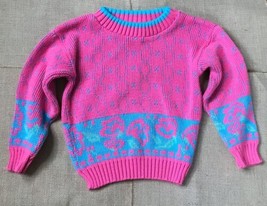 Vintage Park Bench Kids Granny Style Pink Sweater 3T 4T USA Made Grandma... - $9.90