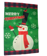 Merry Christmas Snowman Garden Flag 12&quot;X18&quot; Burlap Dual Side Decorative ... - £5.47 GBP