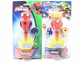 Marvel Avengers Iron-Man &amp; Ultimate Spider-Man Power Poppers Easy Load Base Toy - £16.46 GBP