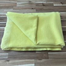 Faribo Fluff Loomed Twin ? Yellow Blanket Faribault Woolen Mill Co 88”x63” - £25.96 GBP