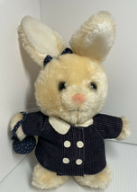 Vintage 1983 Dakin Blue Corduroy Bunny Rabbit Plush Easter Stuffed Animal Htf - £13.23 GBP