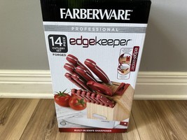 Farberware EdgeKeeper 14-Piece Forged Triple Rivet Kitchen Knife Block Set, Red - $47.88