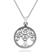Unique Celtic Triquetra Branches Tree of Life .925 Sterling Silver Necklace - £20.97 GBP