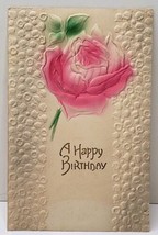 A Happy Birthday Heavily Embossed Airbrushed Pink Rose Perkasie Pa Postcard D11 - £3.99 GBP