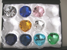 Crystal Paperweights - Round or Heart Shaped - Eight (8) Available - £14.11 GBP