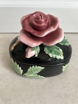 Fitz &amp; Floyd Trinket Box Rose Ornate Japanese Floral Decor Storage Vintage 80s - £11.09 GBP