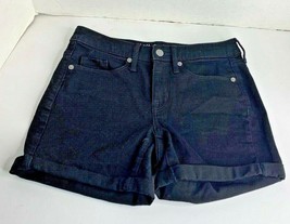 Mossimo Womens Sz 24 00 Black Shorts Denim Jean Short cuffed High Rise Midi - £6.89 GBP