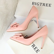 Shoes New Leather Wonen Pumps Fashion Shoes Sexy Pointed Candy colors Bow 10CM H - £42.92 GBP