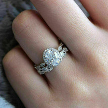 2 CT Simulated Diamond Engagement Wedding Ring Set 14K White Gold Plated Silver - $197.99