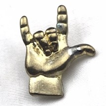 I Love You Hand Sign Vintage Gold Tone Pin Brooch Hippie - £7.95 GBP