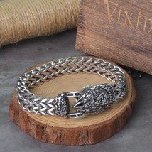 Rock Viking Bear Paw Bracelet Mens Stainless Steel Mesh Chain Biker Gift Jewelry - £22.34 GBP+