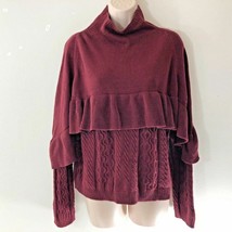 Project Madam Red WOmens Sz M Burgundy Mock Turtleneck Sweater Ruffle - £14.48 GBP