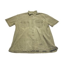 ST. JOHN&#39;S BAY Shirt Men&#39;s Large Tall Green 100% Cotton Short Sleeve But... - $17.89