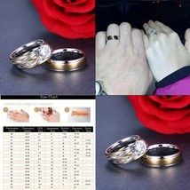 Engagement and Wedding Ring Sets His &amp; Hers TITANIUM Steel Cubic Zirconi... - $8.49
