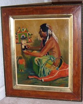 Augustin Martinez 20&#39;s Tribal Oil Watercolor Painting Art Signed Antique Vintage - £3,192.60 GBP