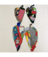 Hand crafted upcycle scrap patchwork fabric primitive country heart orna... - $19.75