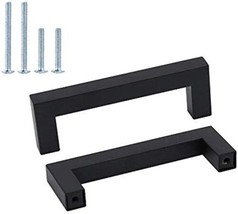 10Pack Black Square Bar Cabinet Pull Drawer Handle Stainless Steel - £25.25 GBP