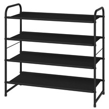 4-Tier Stackable Shoe Rack, Expandable &amp; Adjustable Fabric Shoe Shelf St... - £36.44 GBP