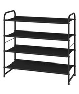 4-Tier Stackable Shoe Rack, Expandable &amp; Adjustable Fabric Shoe Shelf St... - £36.03 GBP