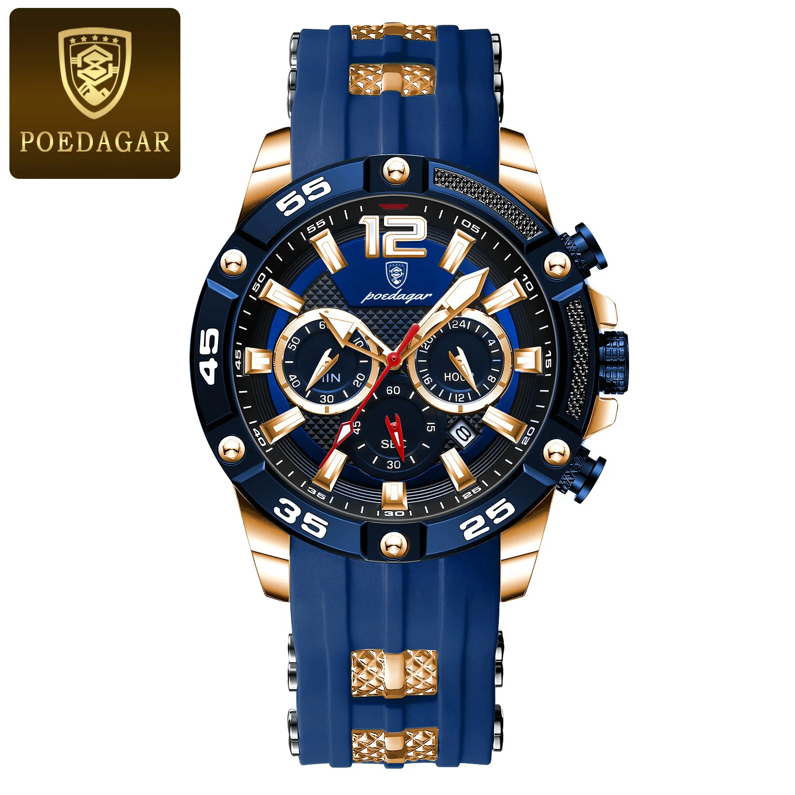 Luxury Man Wristwatch Sports Chronograph Silicone Strap Men Watches Waterproof L - £44.85 GBP